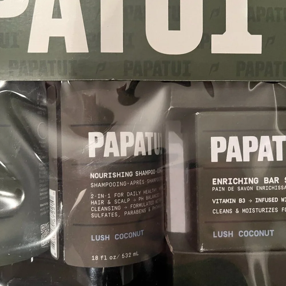 Papatui Men's Shower Pack - Lush Coconut (Body Wash,‎ Shampoo-Conditioner-Soap)